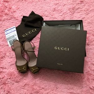 Gucci Claudie Acero horsebit sandal brown sz 39.5